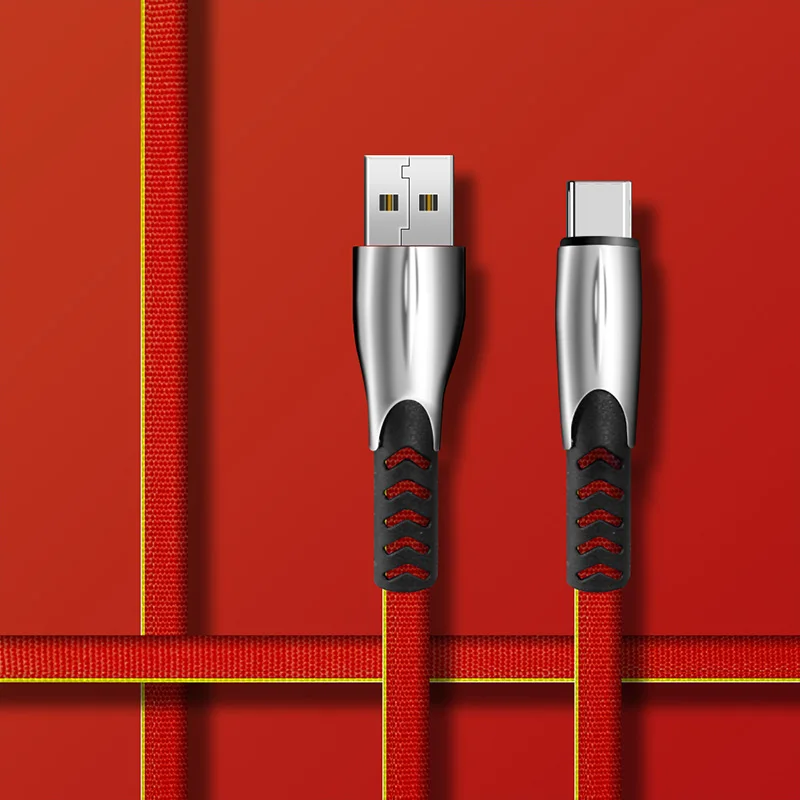 Красный Кабель usb type C 3 м с нейлоновой оплеткой, 3 А, адаптер для быстрой зарядки samsung type C, кабель USB C type C для Xiaomi Redmi Note 8 Pro 7 - Цвет: Красный