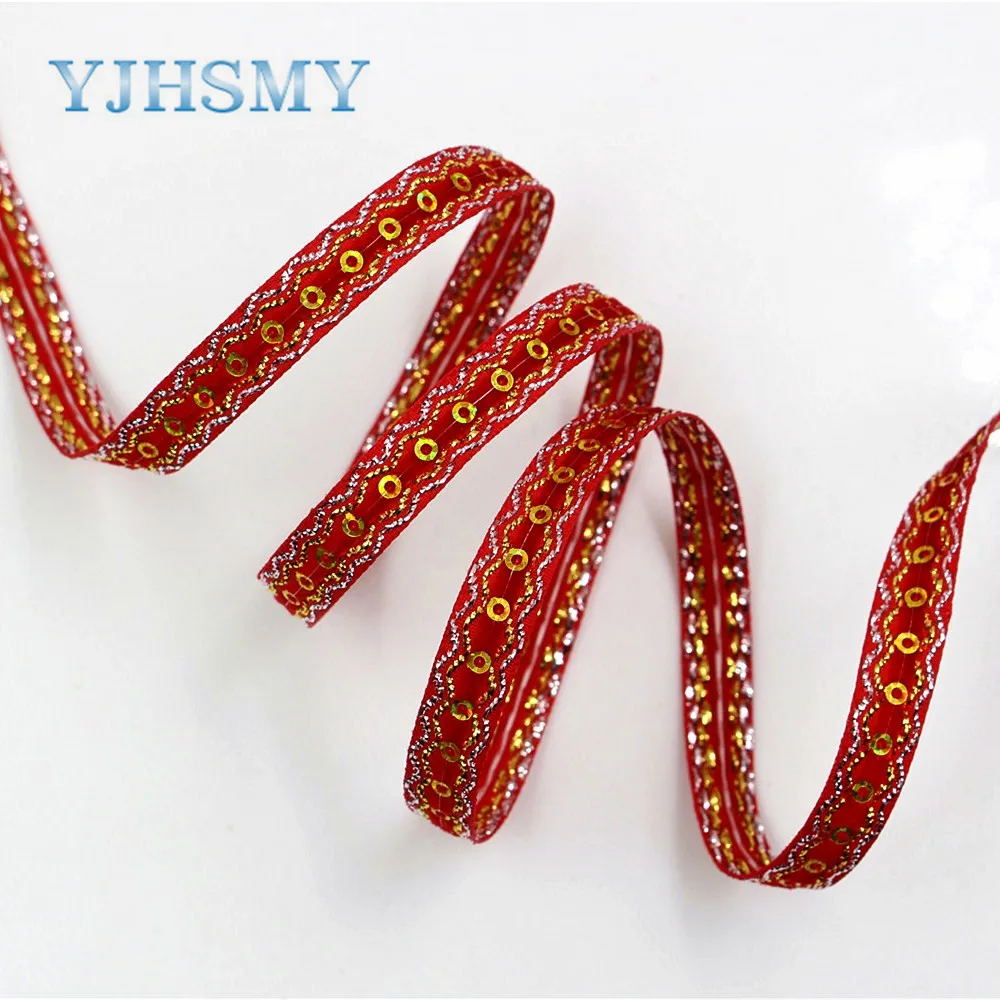 YJHSMY D-18105-49, 10 мм 10 ярдов блестки ленты термотрансферные печатные grosgrain Свадебные аксессуары материал "сделай сам"