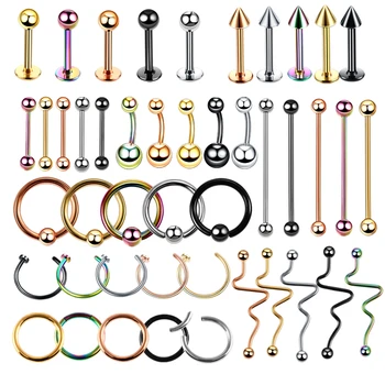 

1PC Steel Belly Piercing Lip Rings Industrial Piercing Nose Ring Labret Tragus Tongue Piercing Earrings Body Jewelry Piercings