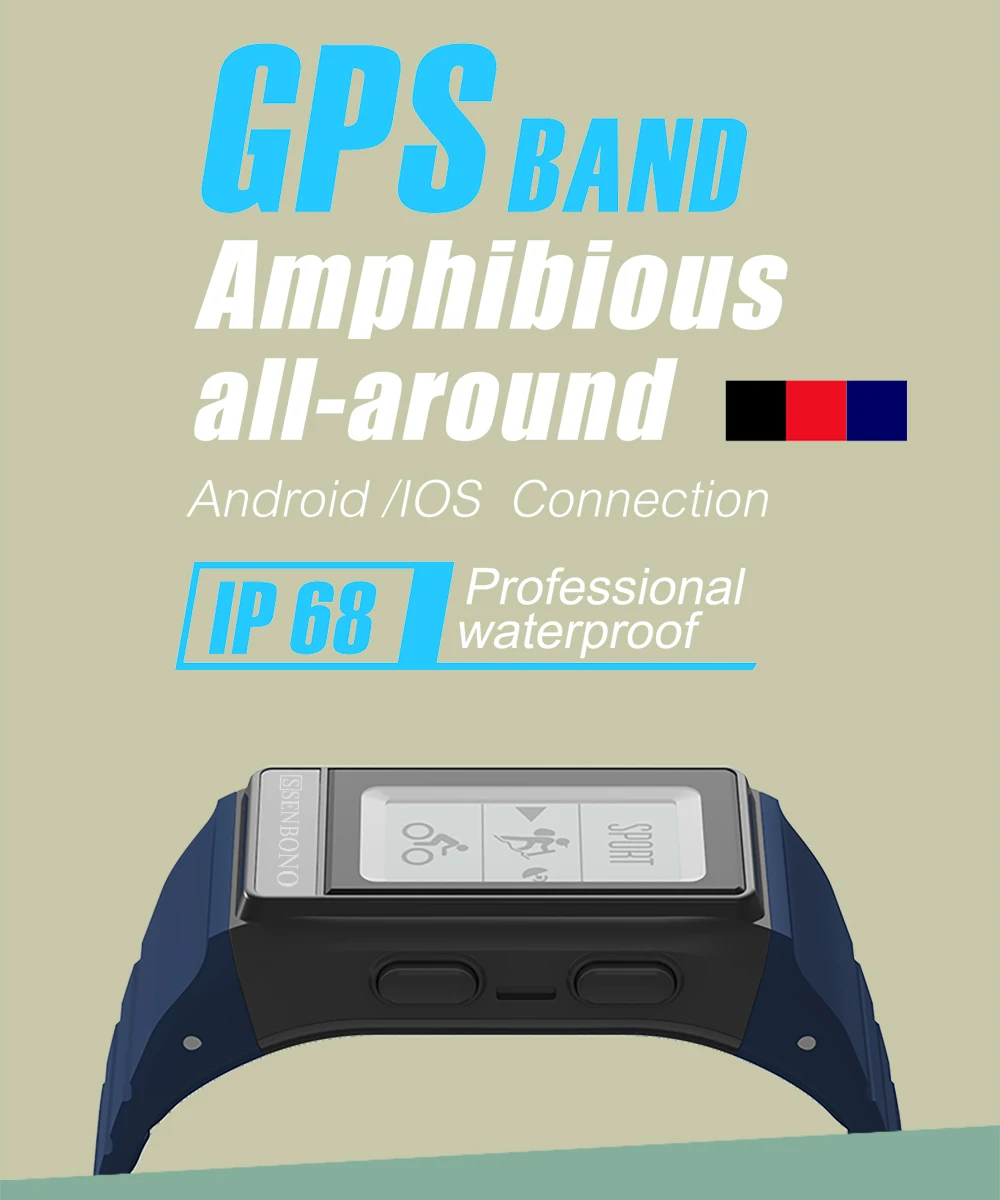 SENBONO S909 gps мультиспорт смарт-браслет сердечного ритма фитнес-браслет IP68 Водонепроницаемый всегда на дисплее gps трекер активности