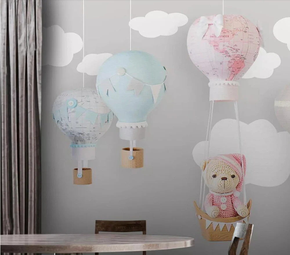 Пользовательские Настенные обои скандинавские контрактные ручная роспись надувной шар с персонажами мультфильмов детская спальня гостиная фоновая стена