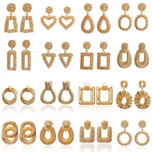 F40 новые Винтажные висячие серьги для женщин золотого/серебряного цвета большие геометрические массивные серьги модные серьги индийские ювелирные изделия