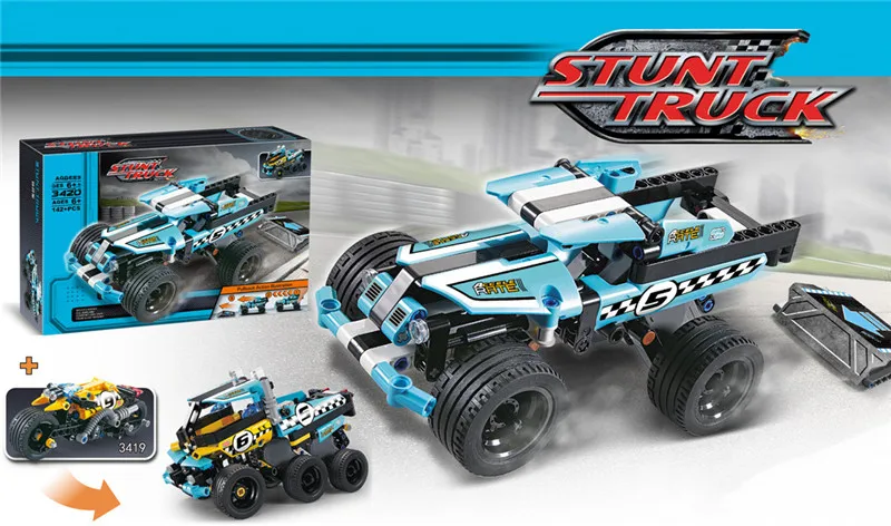 38001 автомобили Monster Truck 2 в 1 Formula Buggy внедорожная высокоскоростная машина с большой ногой техника строительные блоки игрушки для хобби 42037