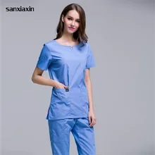 Sanxiaxin больничный медицинский скраб одежда стоматологическая клиника и салон красоты для ролевых игр, медсестра, Slim Fit хирургические белое пальто униформа для сотрудниц спа-салонов