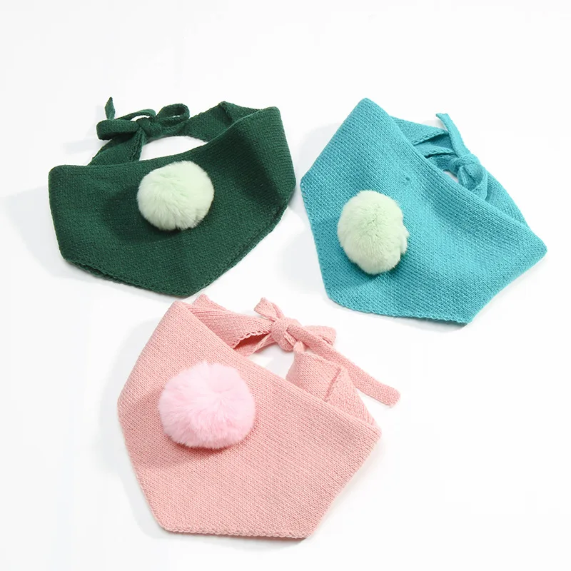  Spring Autumn Cotton Baby Scarf Children Winter Scarves Kids Warm Wool Neck Scarf Boys Girls Rabbit Fur Ball Knitting Collar