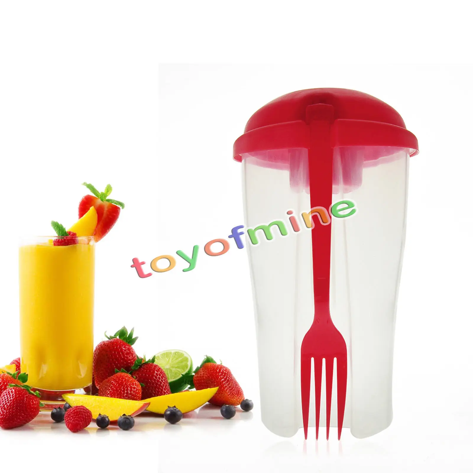 Fresh Salad Container Serving Lunch Cup with Portable Shaker and Fork