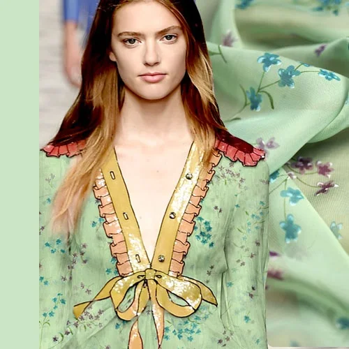 

Paris fashion wind fresh and elegant small Suihua wrinkle silk chiffon fabric