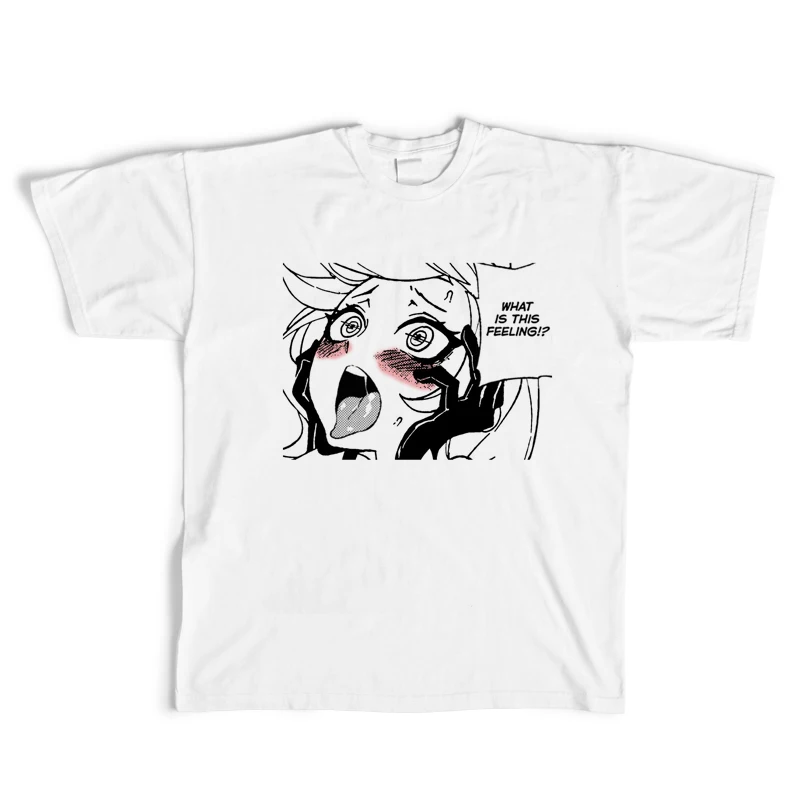 

Ahegao Funny Shy Girl Harajuku Print T Shirt Men Graphic Printed man t-shirts geek nerd undershirt vintage top anime tees men