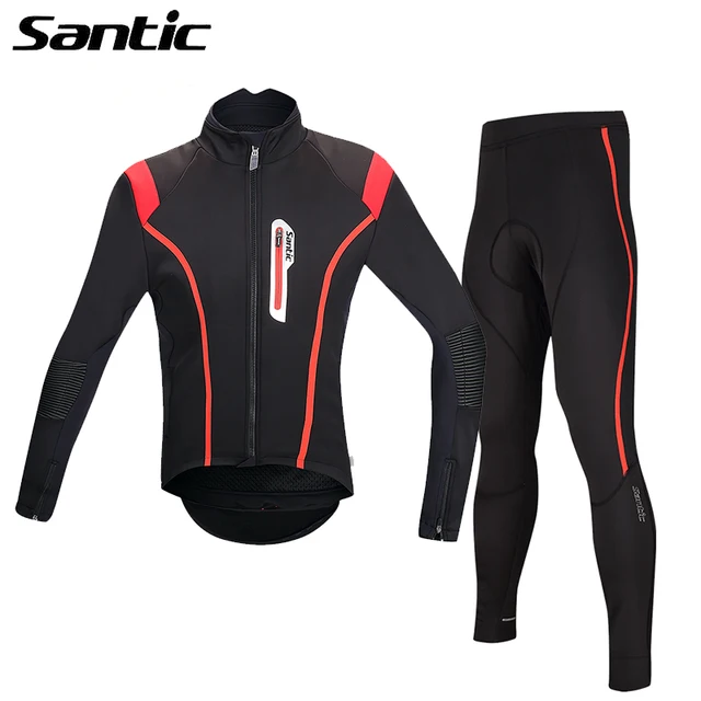Cheap Santic Winter Cycling Jacket Winter Thermal Fleece Windproof Mtb Road Bike Bicycle Jacket Tour De France Cycling Clothing Sets