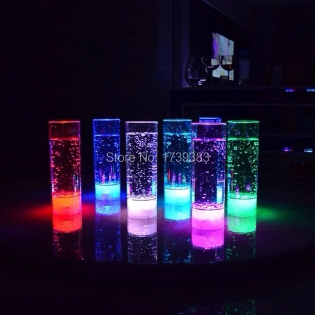 2PCS Adjustable Color changeable 300ml Acrylic Flash font b LED b font Tall Drinking HighBall Glasses