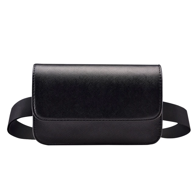 Solid Casual Women Waist Bag PU Leather Black Fanny Pack For Women Brief Design Ladies Small Bags