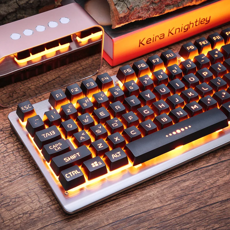 Wolves Metal Mechanical Hand Feeling Keyboard Desktop Computer Notebook to Eat Chicken Wired Silent Mute Game