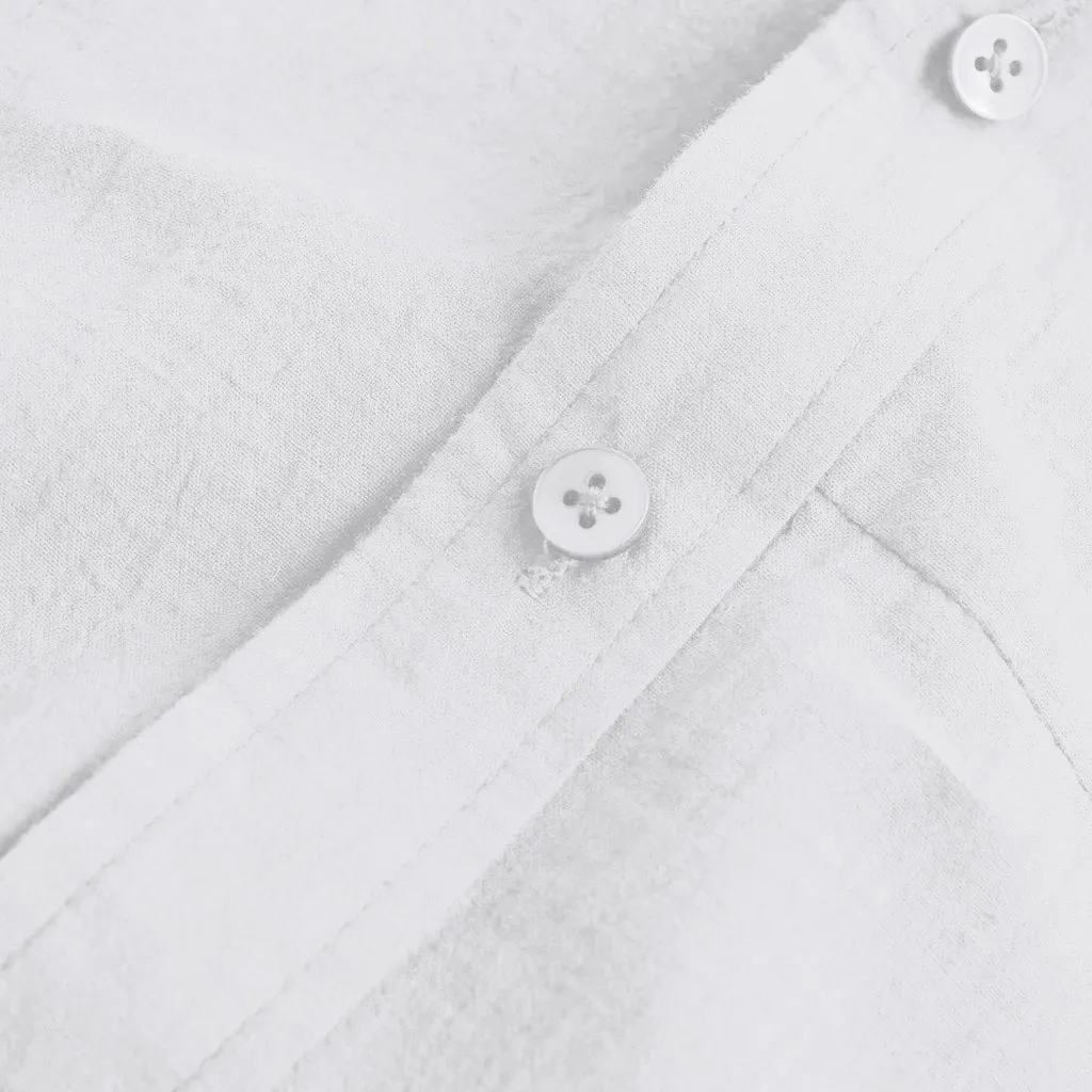 JAYCOSIN новые осенние мужские рубашки модные мешковатые хлопковые льняные однотонные топы с длинными рукавами и пуговицами в стиле ретро, блузка уличная 9712
