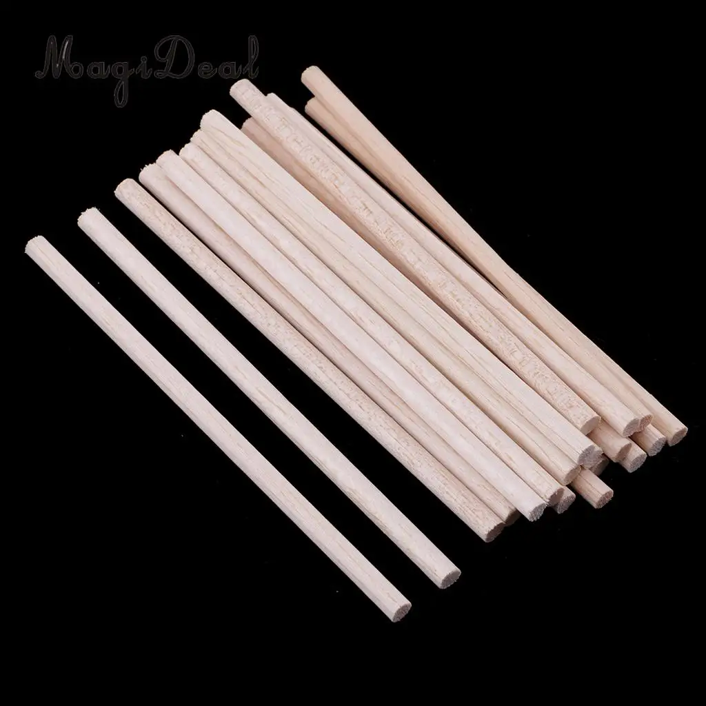 10/20/50pcs Balsa Wood Stick Unfinished Woodcraft Round Wooden Stick Dowel Rod for Model Woodworking Craft Materials 