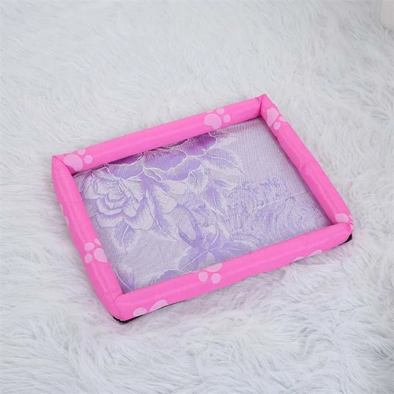 Плетением и алюминиевым Кот охлаждающий коврик одежда из Ice Silk щенок подушки рвется Лето кровать собаки для маленьких и больших собак домашних животных гнездо нескользкая подстилка для кошки