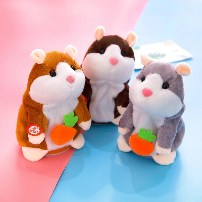18cm Carrot Talking Hamster Mouse Plush Walking Nodding Sound Toys With 72 Songs Stuffed Doll For Kids