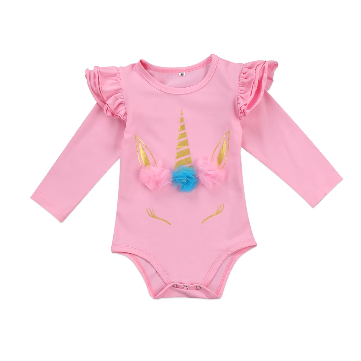 Infant Kids Baby Girl unicorn Long Sleeve Ruffles Romper ...