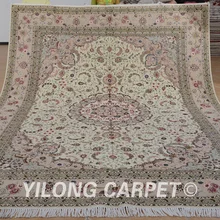 Yilong 9'x12' персидская шерсть шелковые ковры ручной работы Изысканная персидская шерсть ковер галерея(1382