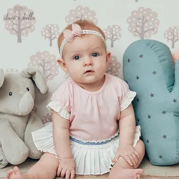 

DBH10820 Dave bella new born baby girls fashion solid jumpsuits infant toddler clothes children summer cute romper 1 piece