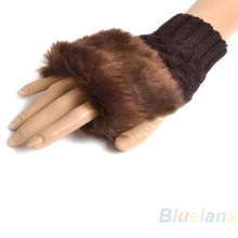 Bluelans Модные женские зимние перчатки без пальцев с искусственным кроличьим мехом