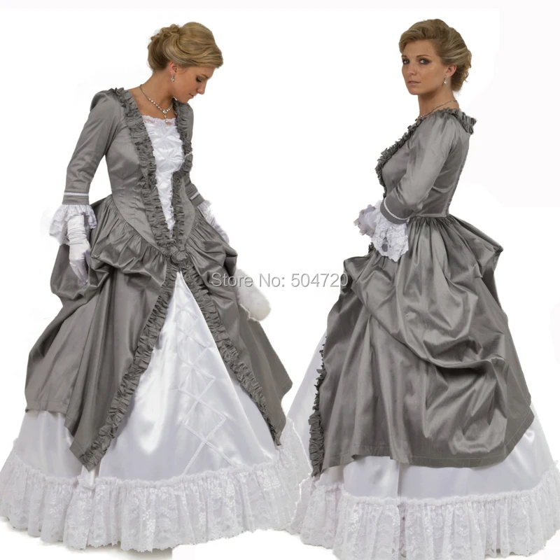 

Tailored!Elegant Sliver Vintage costumes Victorian dresses 1860s Southern Belle War dress Halloween cosplay scarlettdress HL-152