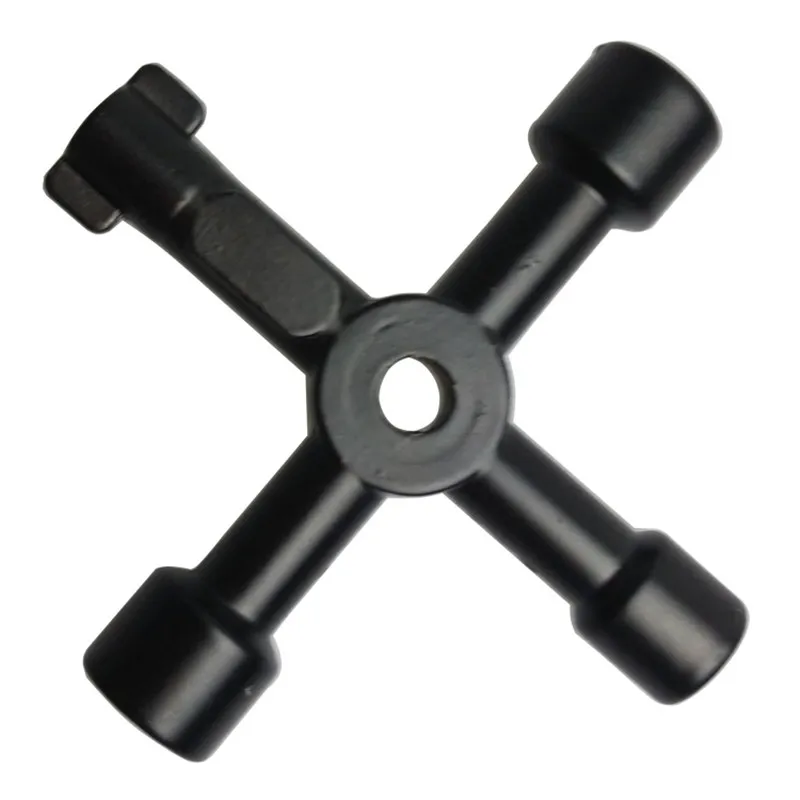 

4 Way Black Utility Multi Universal Triangle KEY Cross Wrench For Gas Electrical Elevator Cabinet Meter Box PO35