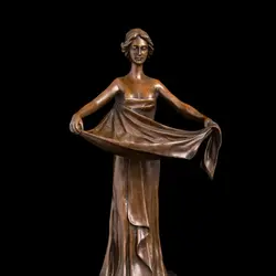 Искусство ремесла медь современный классический мраморный основание Металл одет Красота Женщины Леди Бронзовая Статуя Скульптура