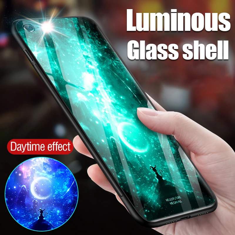 

Starry Glass Luminous Phone Cases For Iphone 6 6s Luxury Space Night Shine Glass Case For IPhone 6 6s Cover Shell