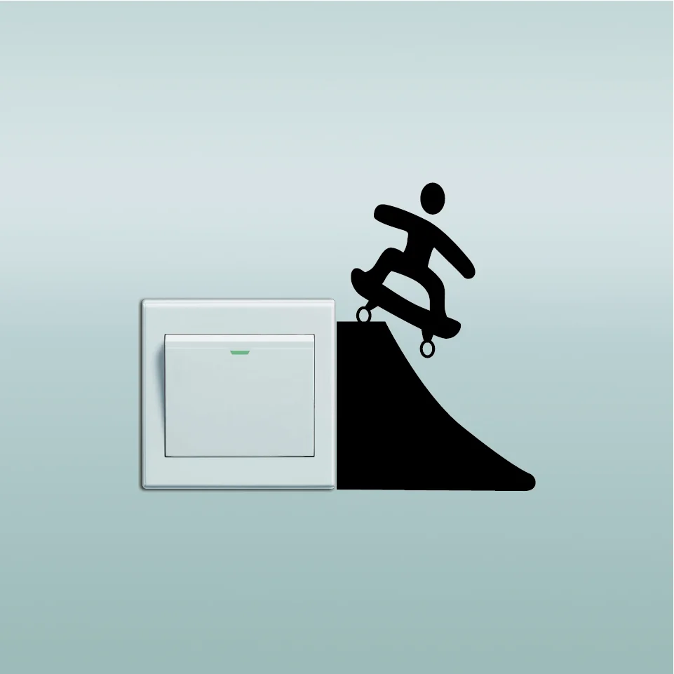 KG-131 Creative Skate Switch Sticker Cartoon Skateboarder Vinyl Wall Home Decor Wallpaper | Обустройство дома