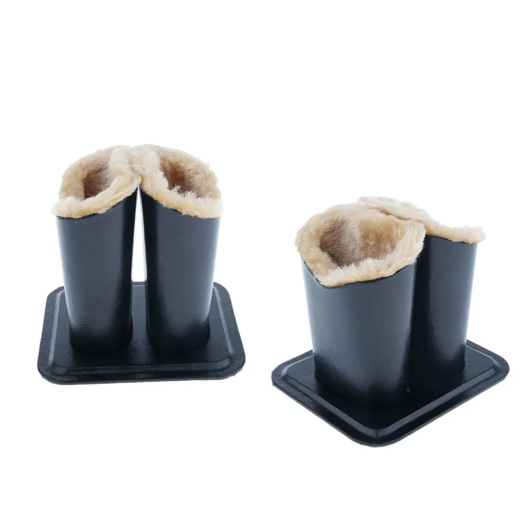 2 Pieces PU Leather Plush Lined Eyeglass Holder Stand - Double Head Design to Hold Two Glasses, Anti-Scratch