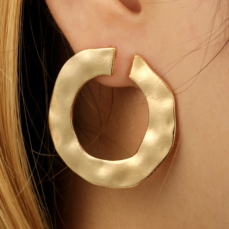 

Naiveroo Drop Earrings Trade Cross Border Ripple Round Alloy Simple Earrings Round Circular Jewelry Female Accessory