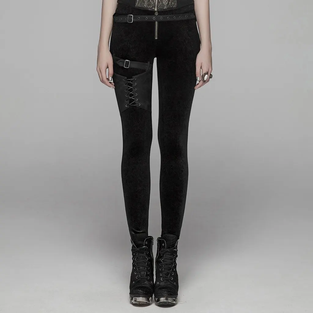 

Punk Rave Women's Goth Lacing Leggings With Straps WK374DDF