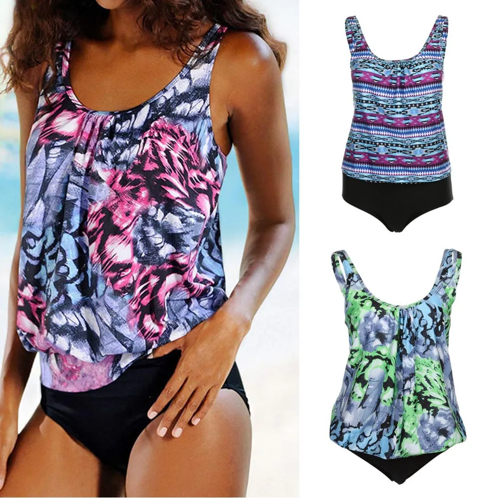 

Sexy Bikini 2019 Swimwear Women Plus Size Printed Tankini Swimsuit Bathing Suit Biquini mujer traje de maillot de bain femme#080