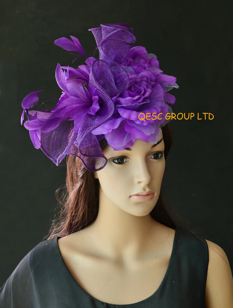 New Arrival.Purple feather fascinator sinamay fascinator wedding