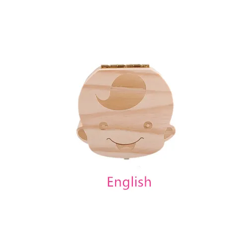 Коробка для хранения упавших зубов английский испанский текст для маленьких мальчиков и девочек деревянный ящик для хранения молочных зубов Органайзер держатель - Цвет: English boy