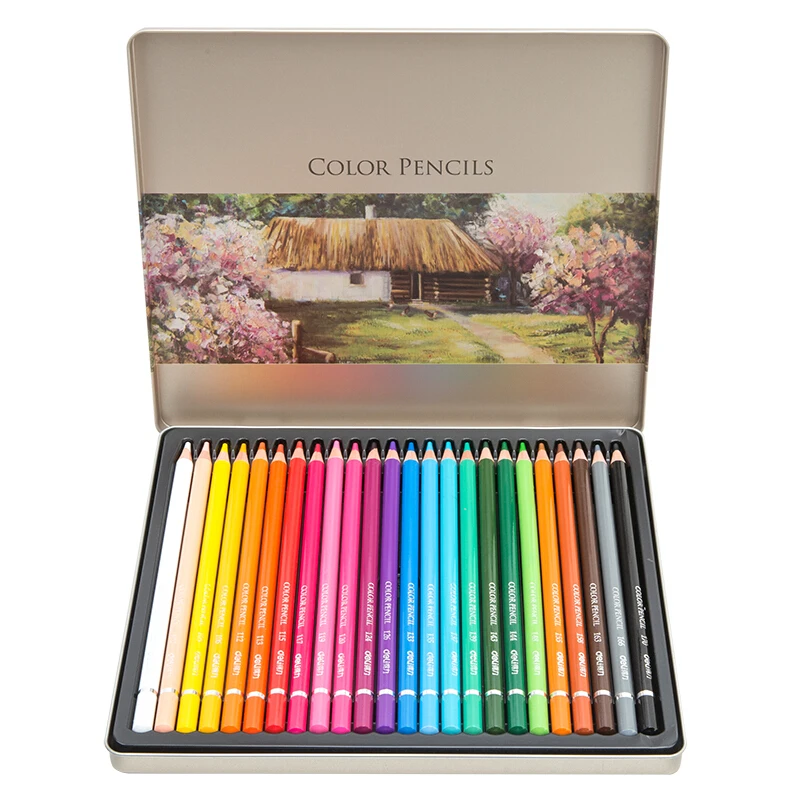 

Deli 24 Pcs/lot Oil Based Colored Pencil Set Premier Soft Core Drawing Pencils for Adult Coloring 6565