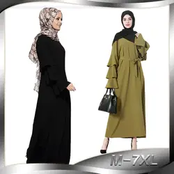 2019 Для женщин мусульманских Абаи платье с круглым вырезом с расклешенными рукавами большой Размеры 7XL черный зеленый Для женщин Исламская