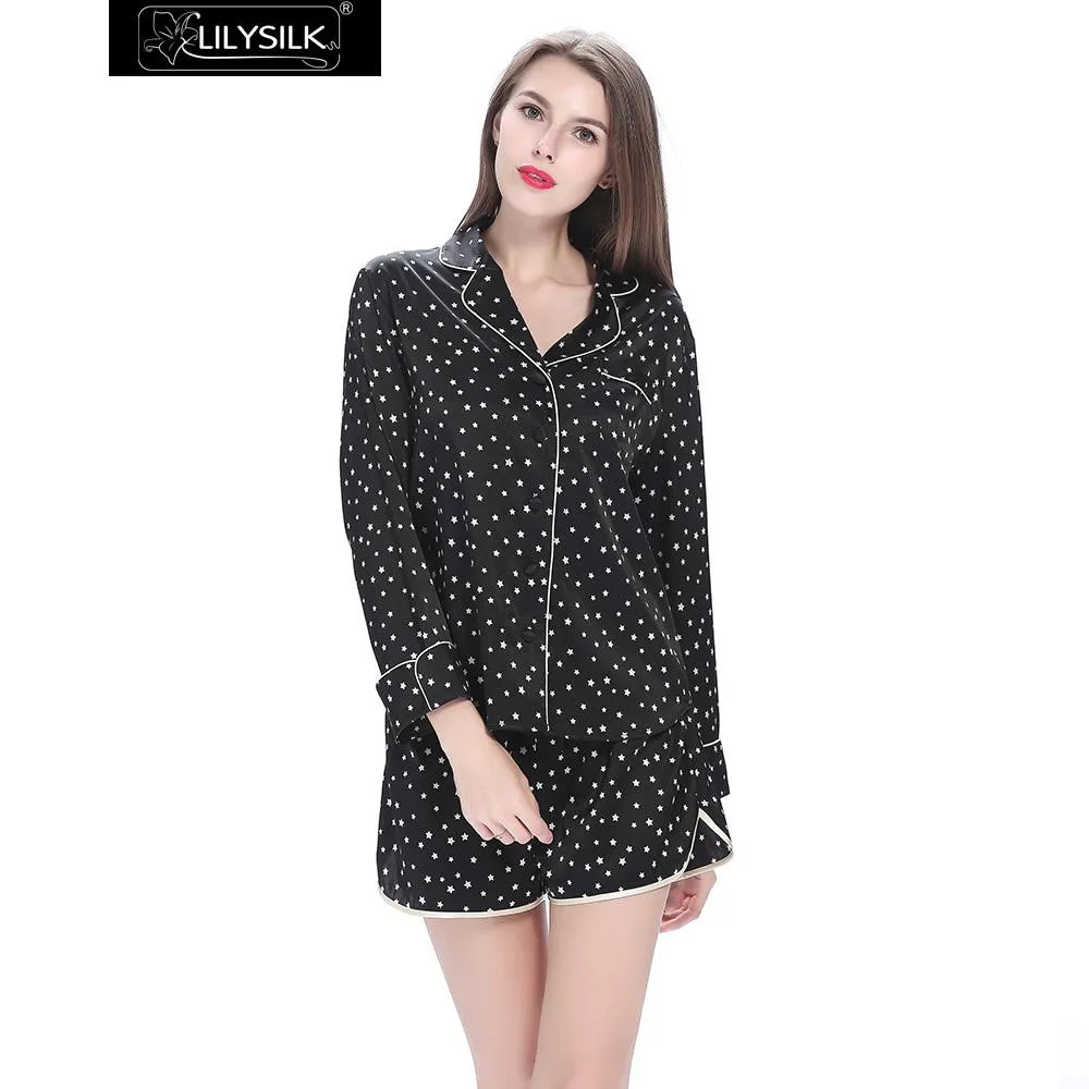 black-19-momme-black-short-silk-pajamas-set-twinkle-stars-03