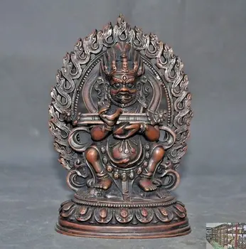 

wedding decoration 7"old Tibetan Buddhism bronze Vajra phurpa Mahakala Wrathful Deity Buddha Statue