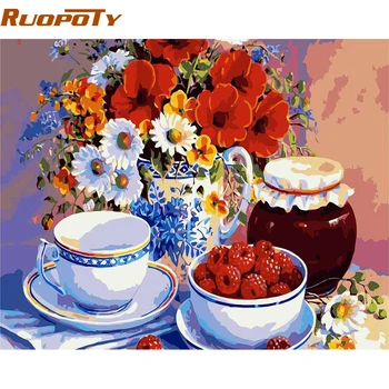 

RUOPOTY Picture Flower Fruits DIY Painting By Numbers Kits Acrylic Paint By Numbers Modern Wall Art Canvas Painting For Gift