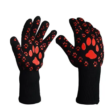 

High temperature resistant gloves microwave oven BBQ anti-scalding special silicone non-slip heat-resistant aramid gloves