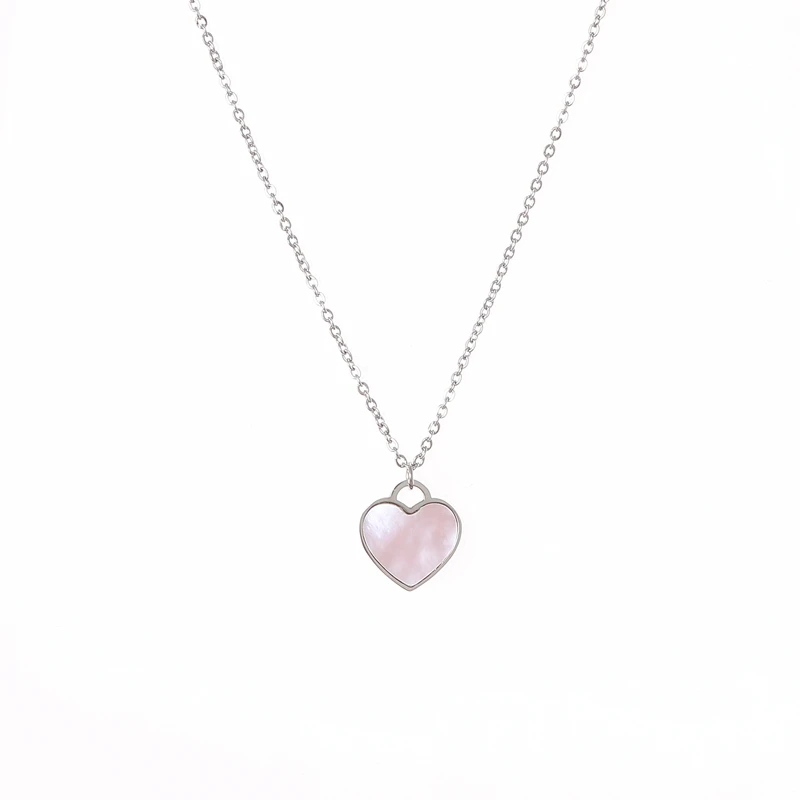 1,5 см маленький размер розовая ракушка сердце из нержавеющей стали Натуральная морская раковина колье ожерелья для женщин пляжные Подвески Морская раковина ожерелья - Окраска металла: silver