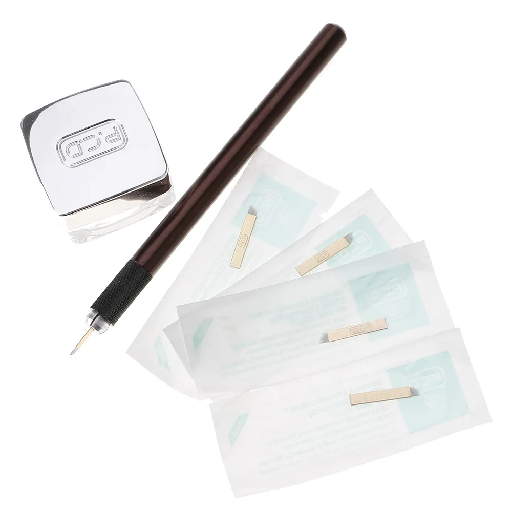 Natural Microblading Eyebrow Makeup Bevel Blade Needle Tattoo Pen Pigment Kit