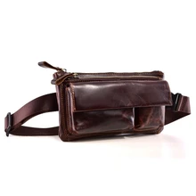 Мужские поясные сумки на молнии, одноцветная поясная сумка, коровья кожа, клатч, мужская сумка, масло, воск, натуральная кожа, ремень, чехол для телефона, повседневная поясная сумка