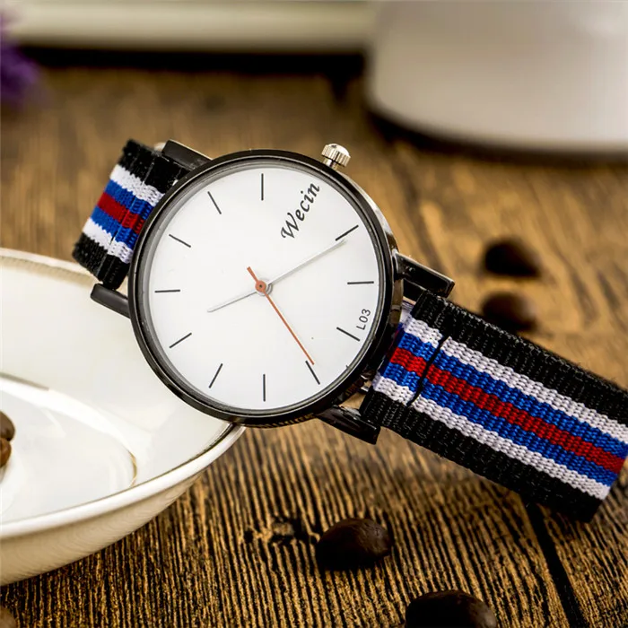 Брендовые спортивные тканые Ткань кварцевые Для мужчин часы Высокое качество модные Повседневное мужской наручные часы в полоску Blet