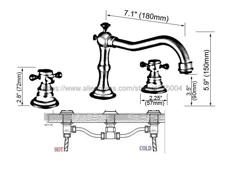 Basin Faucets Oil Rubbed Bronze Widespread Bathroom Sink Faucet Double Cross Handle 3 Hole Bathbasin Mixer Taps Nhg066