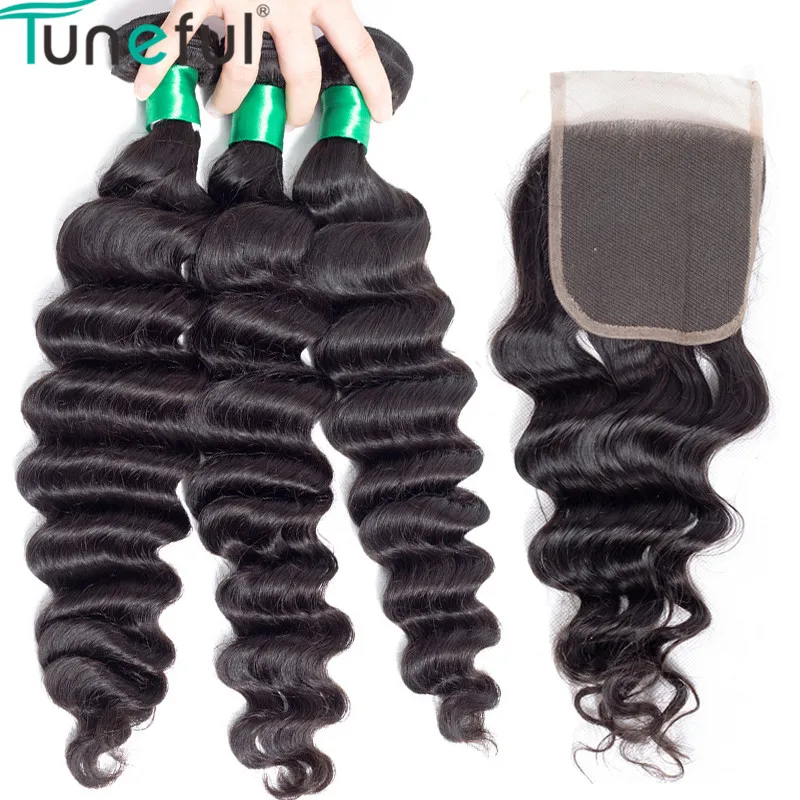 Tuneful Loose Deep Wave Human Hair Extension Indian Hair Weave 3