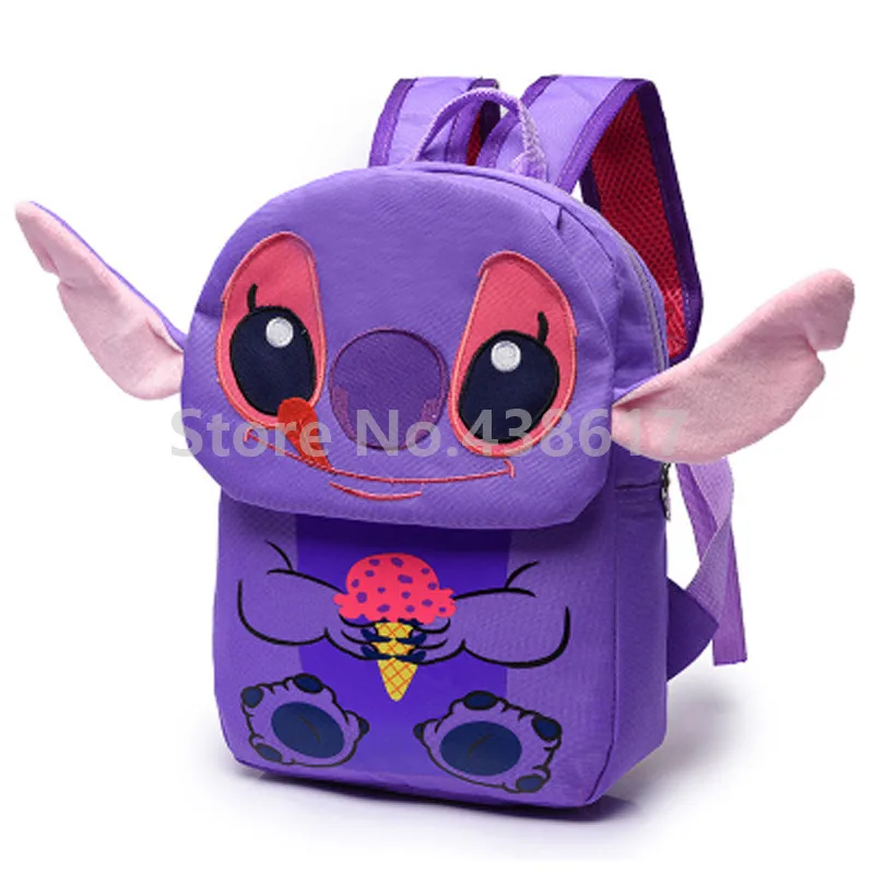 Cute Lilo and Stitch Pink Purple Angel Backpack School Bags for Girls