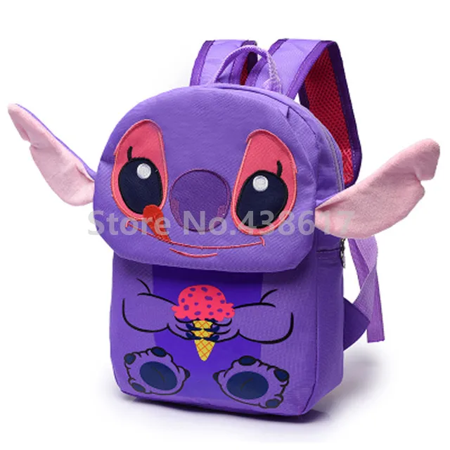 Cute Lilo and Stitch Pink Purple Angel Backpack School Bags for Girls