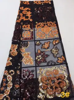 

Sophia-7.3512 embroidered Mesh Tulle fabric Factory price sequins Nigerian lace fabrics